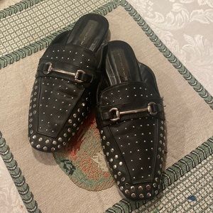 Black studded mules by Steven (727)